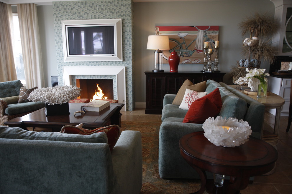 World-inspired living room in Orange County.