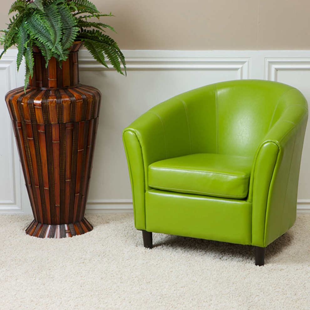 Newport Lime Green Leather Club Chair - Contemporary - Living Room - Los  Angeles - by GDFStudio | Houzz