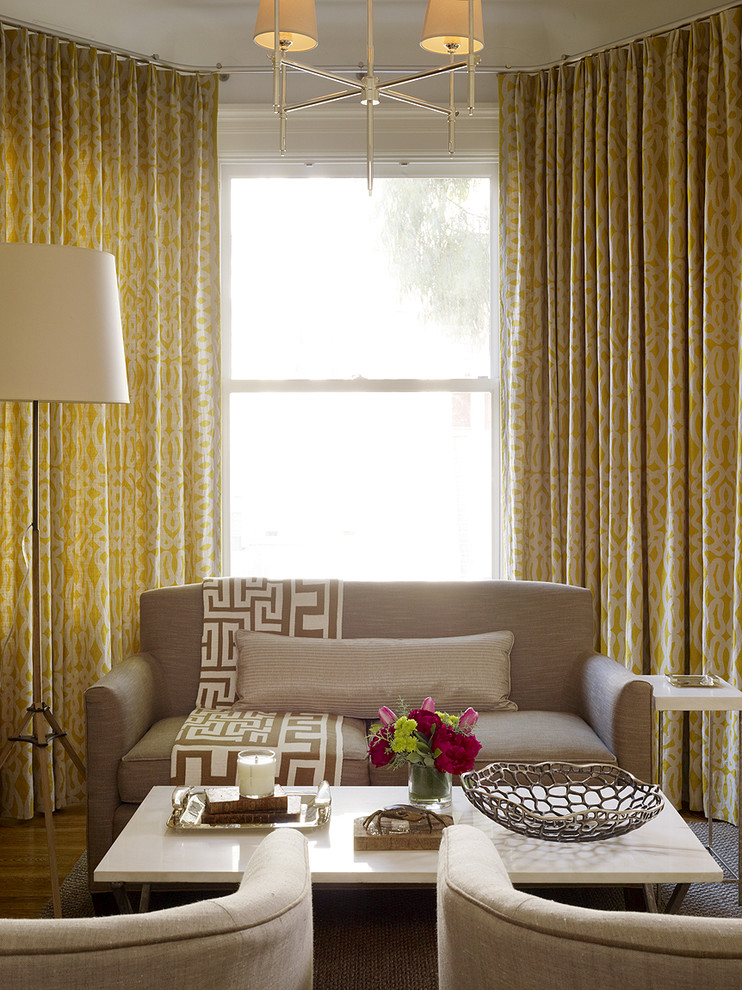 Transitional dark wood floor living room photo in San Francisco