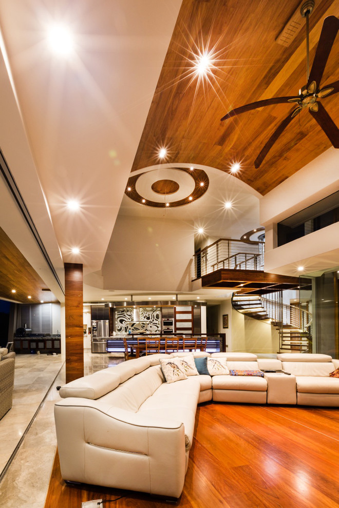Living room - tropical living room idea in Brisbane