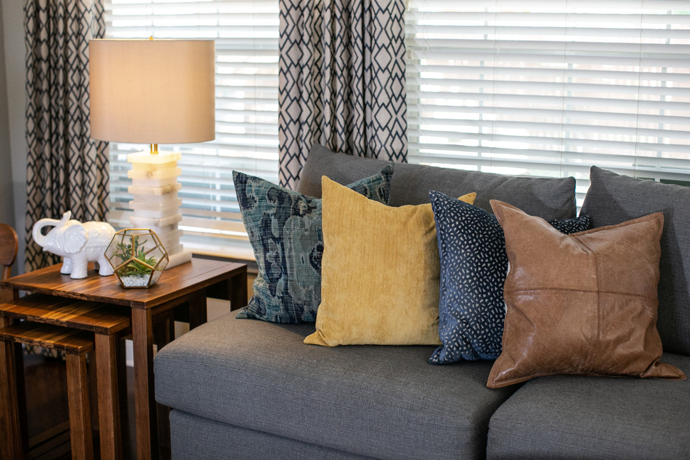Transitional living room photo in Austin