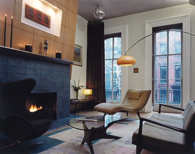 Kleines Modernes Wohnzimmer im Loft-Stil in New York