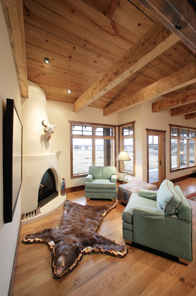 Inspiration for a southwestern living room remodel in Portland