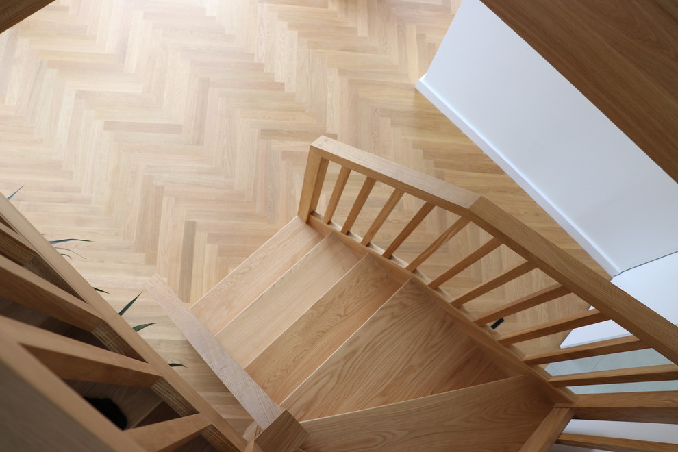 This is an example of a contemporary staircase in Cambridgeshire.