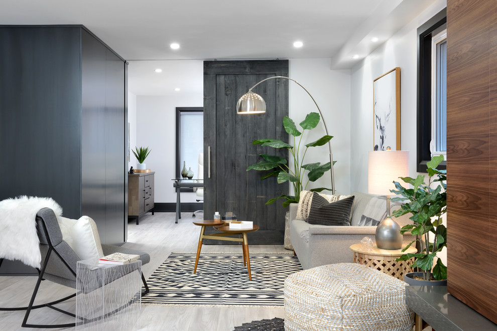 Photo of a medium sized modern open plan living room in Toronto.