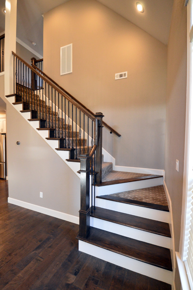 Example of a transitional staircase design in Other
