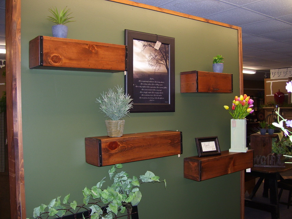 Olde Barn Wood Floating Shelves Rustic Living Room Cedar Rapids by Wood Works by the