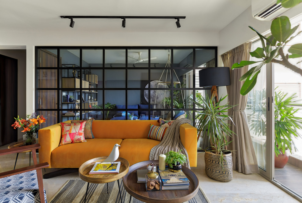 Design ideas for a scandi living room in Mumbai.