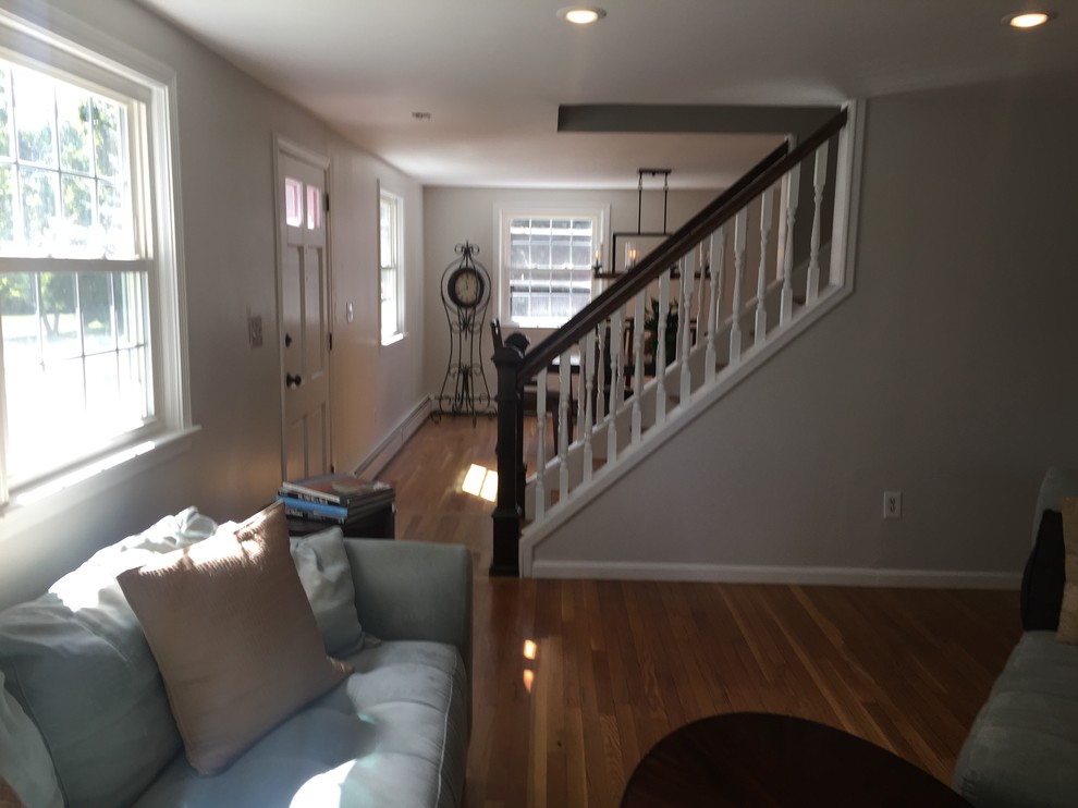 Transitional living room photo in Providence