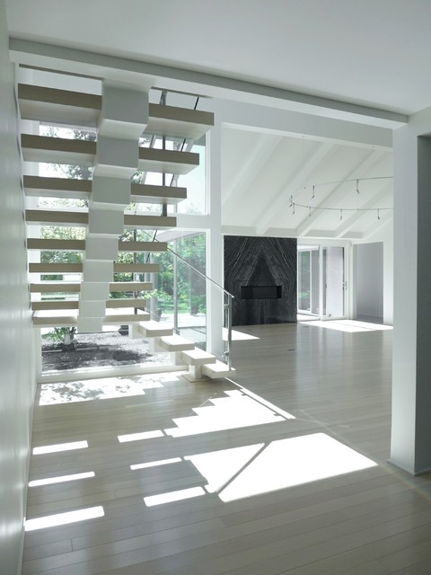 Open Riser Stair and Living Room - Modern - Living Room - Other - by ...