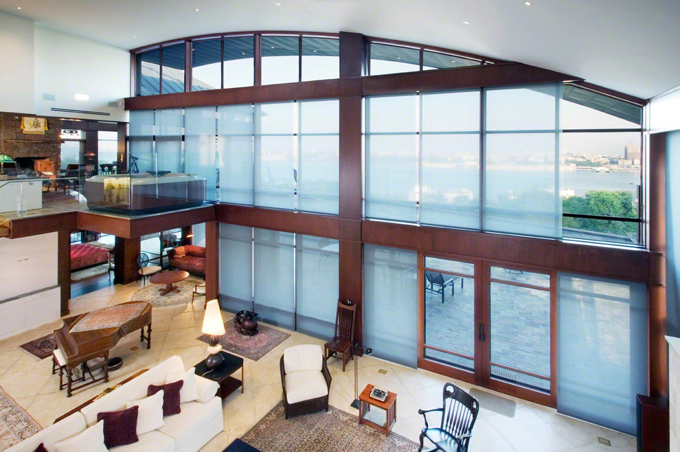 Open Room with Large Frosted Glass Windows - Modern - Living Room - New ...