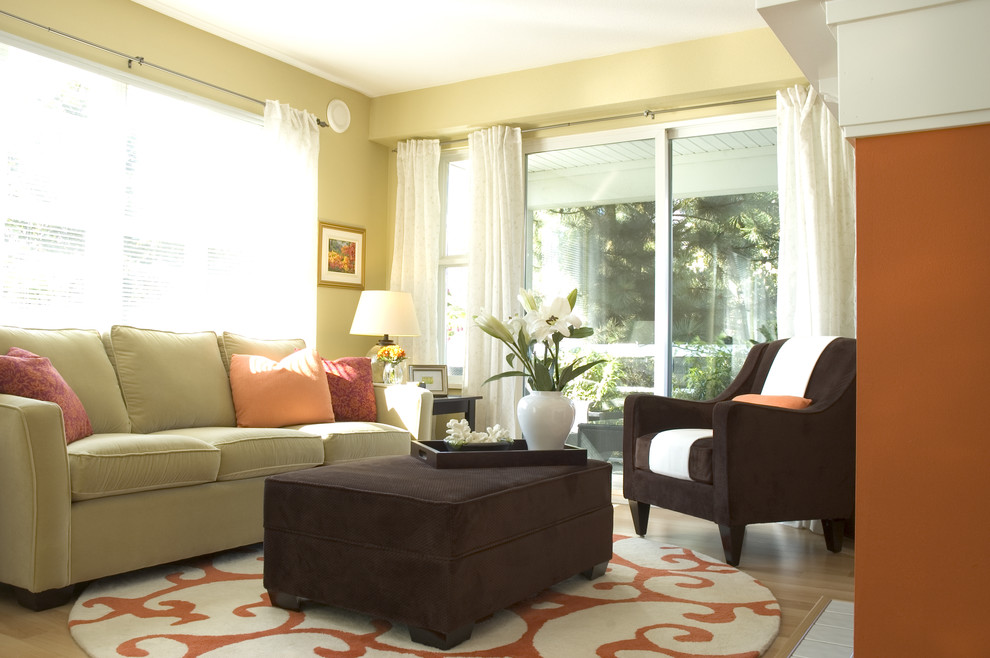 Inspiration for a mid-sized contemporary living room remodel in Vancouver with beige walls