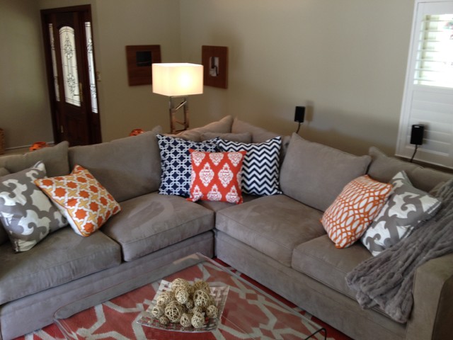 Orange And Grey Living Room Eclectic, Orange And Grey Living Room