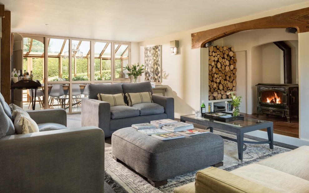 Design ideas for a farmhouse living room in Dorset.