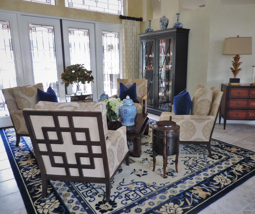 Asian living room photo in Orlando
