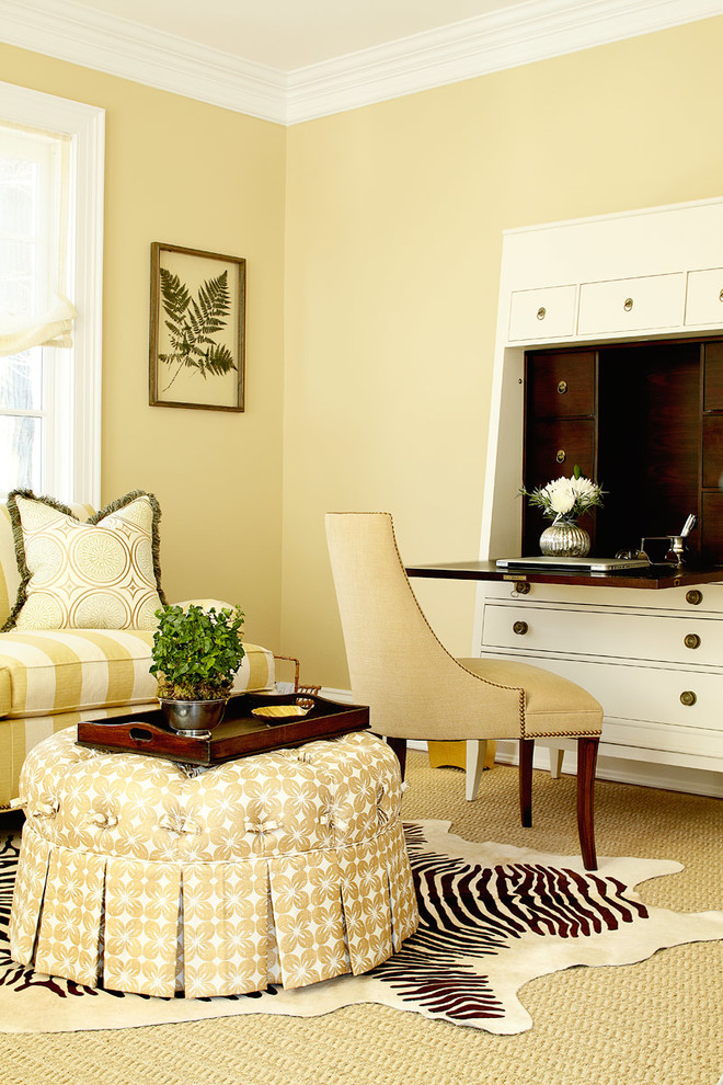 Photo of a medium sized traditional enclosed living room in New York with beige walls, carpet, a reading nook, no fireplace and no tv.