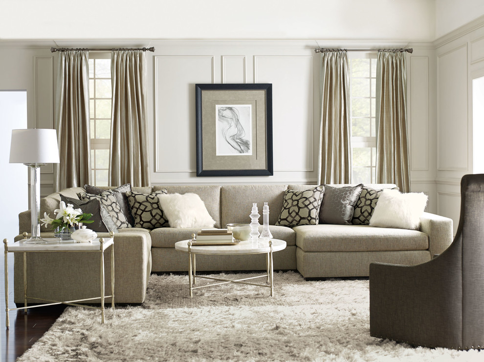 Design ideas for a traditional formal living room in New York with grey walls.