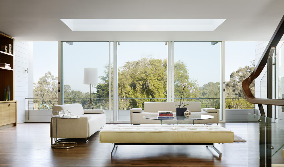 Huge minimalist living room photo in San Francisco