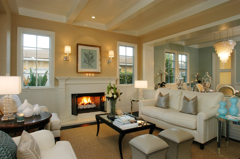 Example of a beach style living room design in Los Angeles