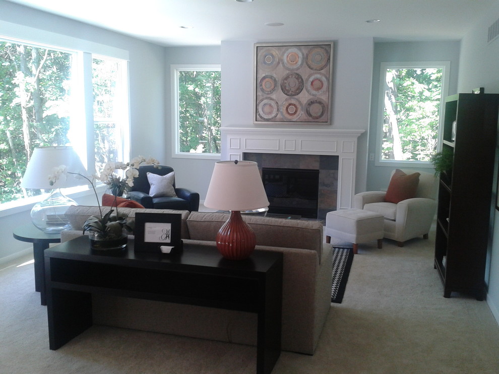 Photo of a contemporary living room in Grand Rapids.