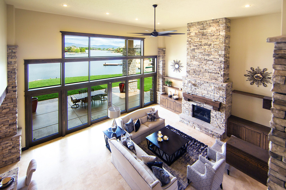 Photo of a contemporary living room in Boise.