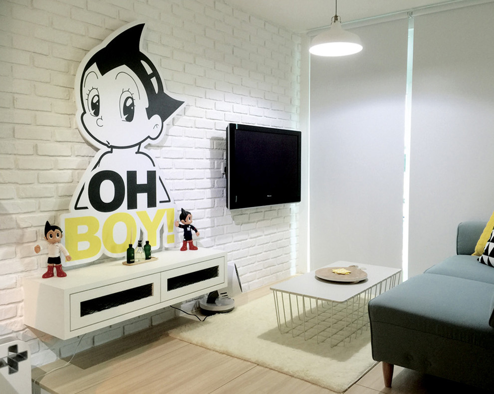 Design ideas for a contemporary living room in Singapore.