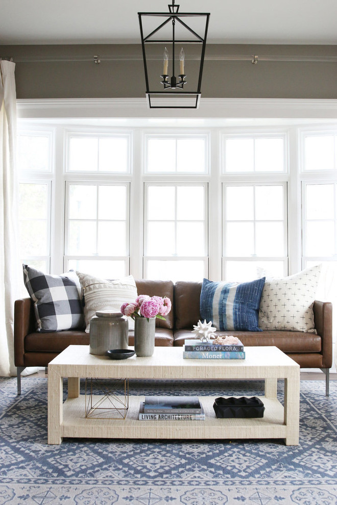 Mid-sized transitional enclosed dark wood floor living room photo in Salt Lake City with gray walls