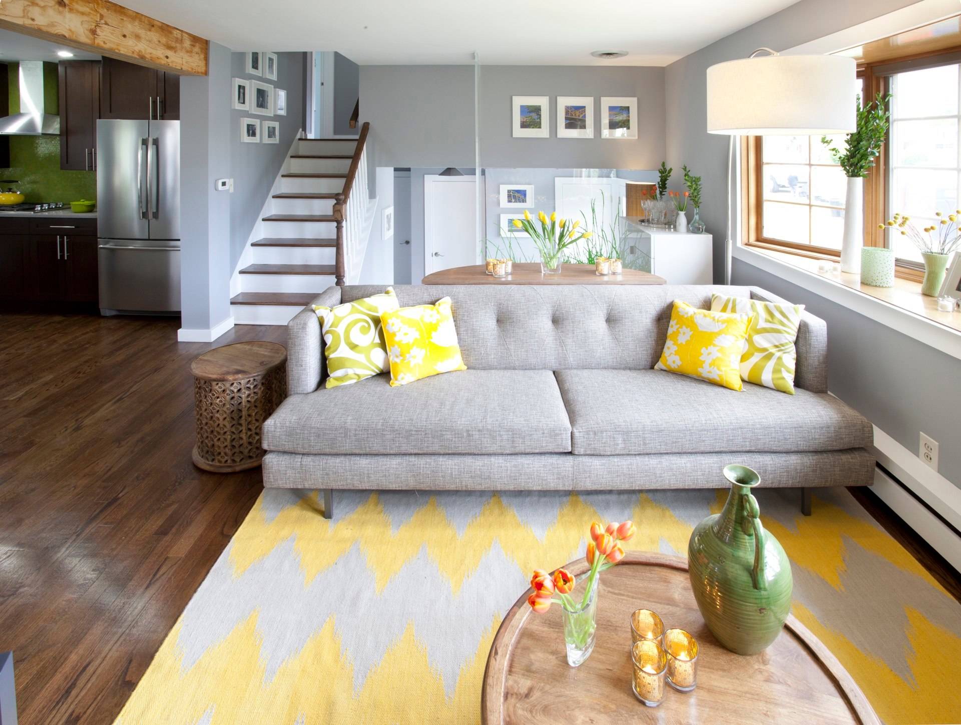 Gray Couch Yellow Pillows - Photos & Ideas | Houzz