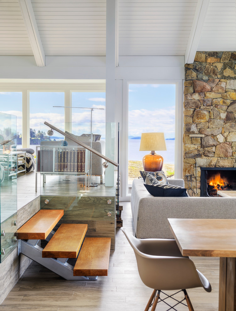 Beach style living room photo in Vancouver