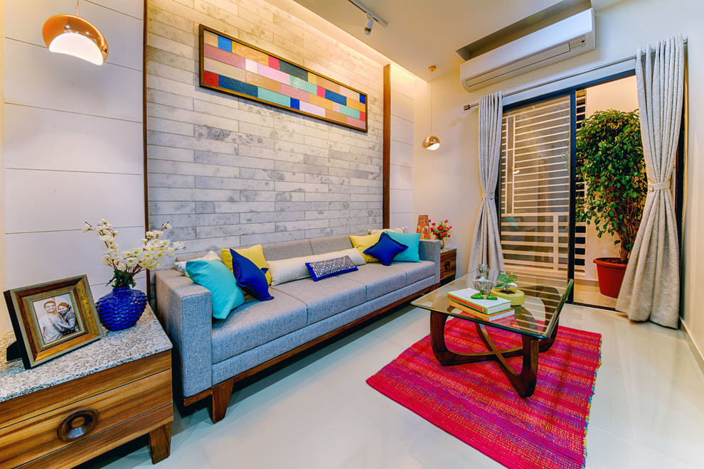 Contemporary living room in Ahmedabad.