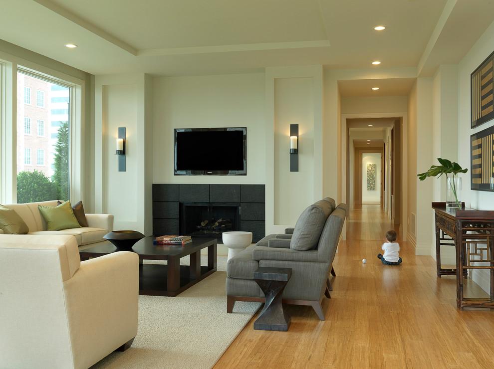 This is an example of a contemporary living room in St Louis.