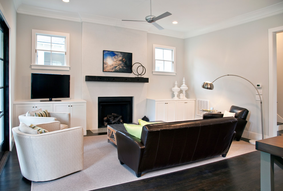 Example of a trendy living room design in Charleston