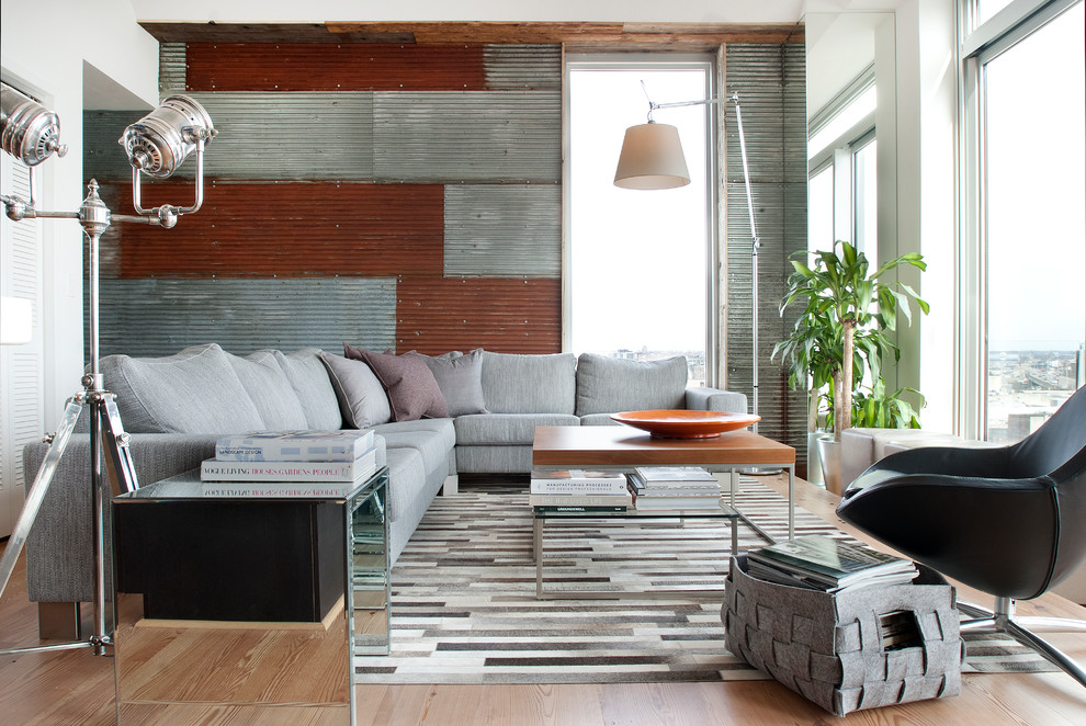 Immagine di un soggiorno design con nessun camino, nessuna TV e tappeto