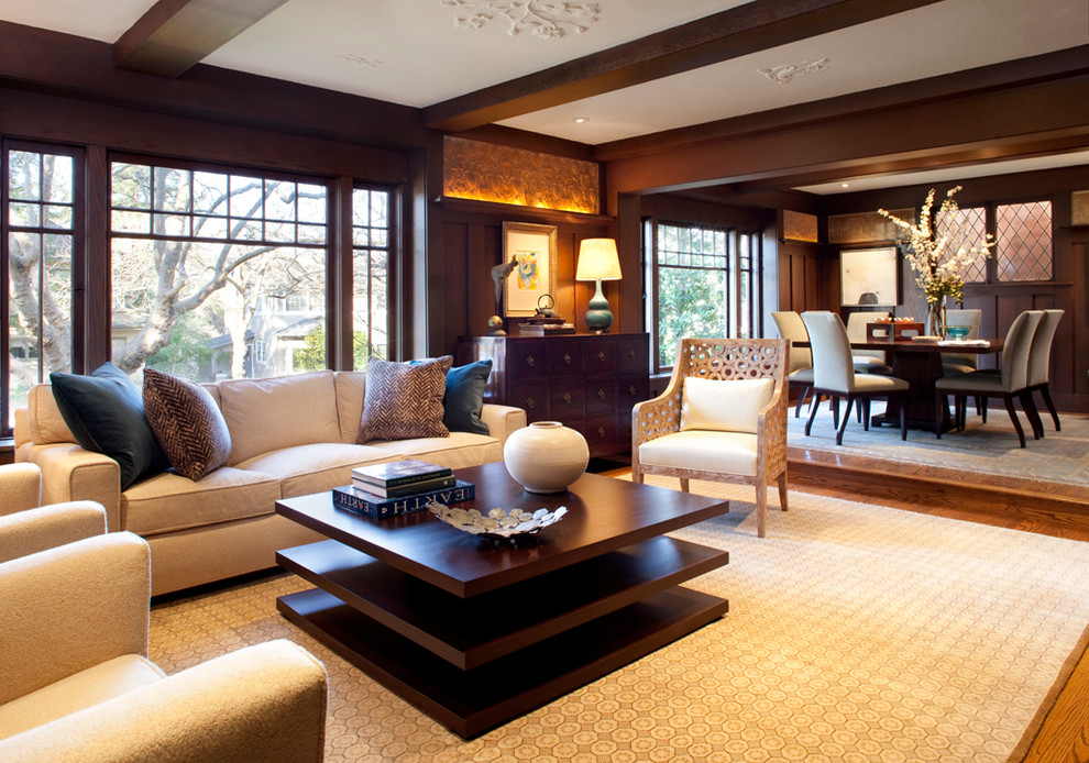 Immagine di un grande soggiorno design chiuso con sala formale e pavimento in legno massello medio