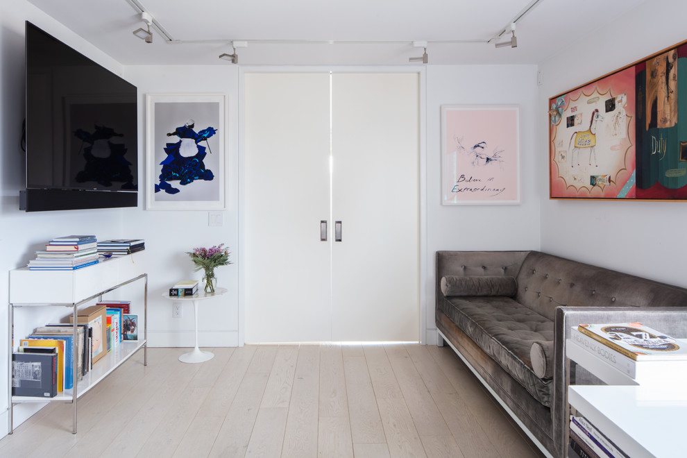 This is an example of a scandinavian living room in New York.