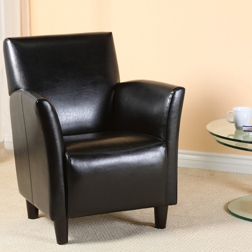Pismo Black Leather Club Chair Modern Living Room Los Angeles