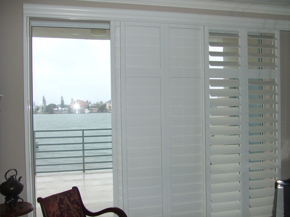 Plantation Shutters for Sliding Glass Door Traditional Living Room Miami by Rockwood