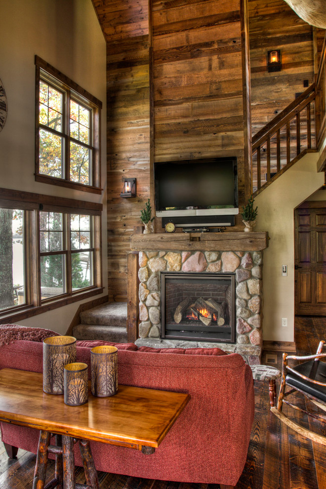 Photo of a rustic living room in Minneapolis.