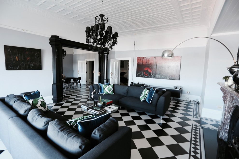 Inspiration for an expansive victorian living room in Singapore with ceramic flooring.