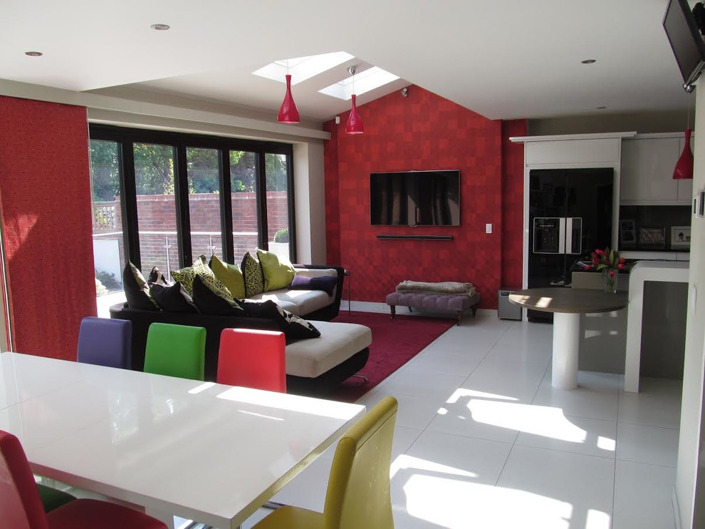 Design ideas for a contemporary living room in West Midlands.