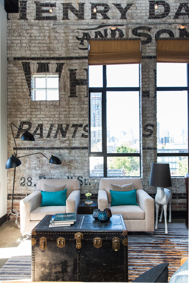 Inspiration for an industrial open concept living room remodel in Vancouver