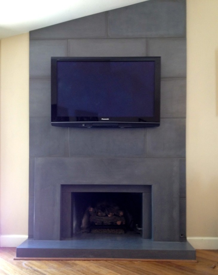 Precast Concrete Fireplace Surround Contemporary Living Room