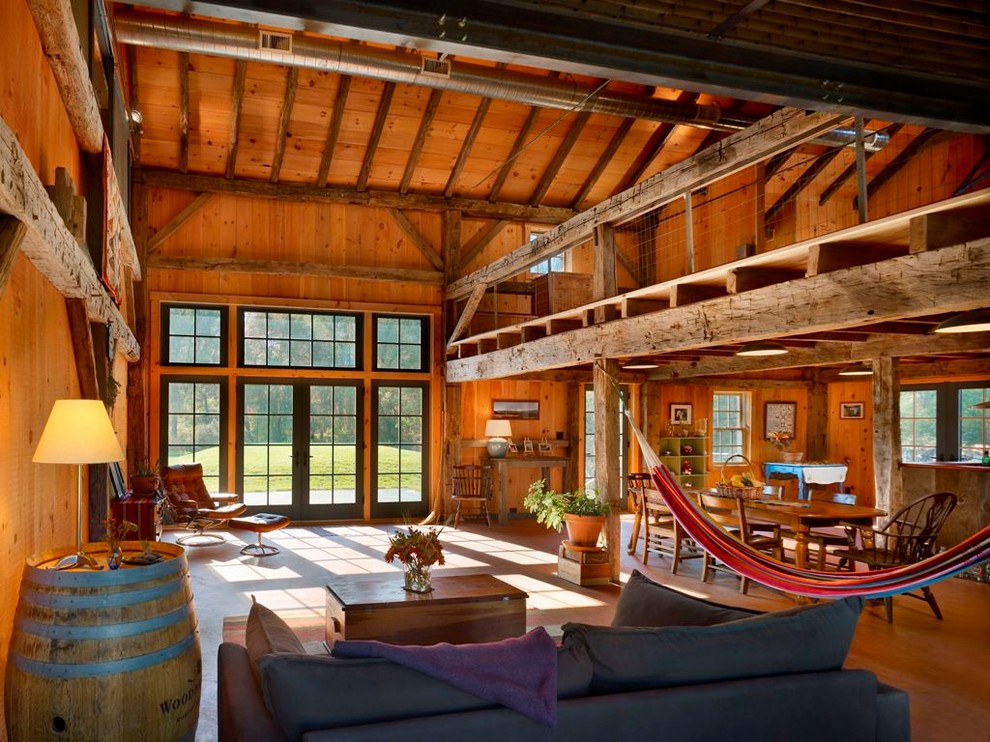 Living room - country open concept living room idea in Philadelphia with no tv
