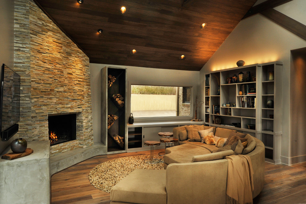 Photo of a contemporary living room in Nashville.