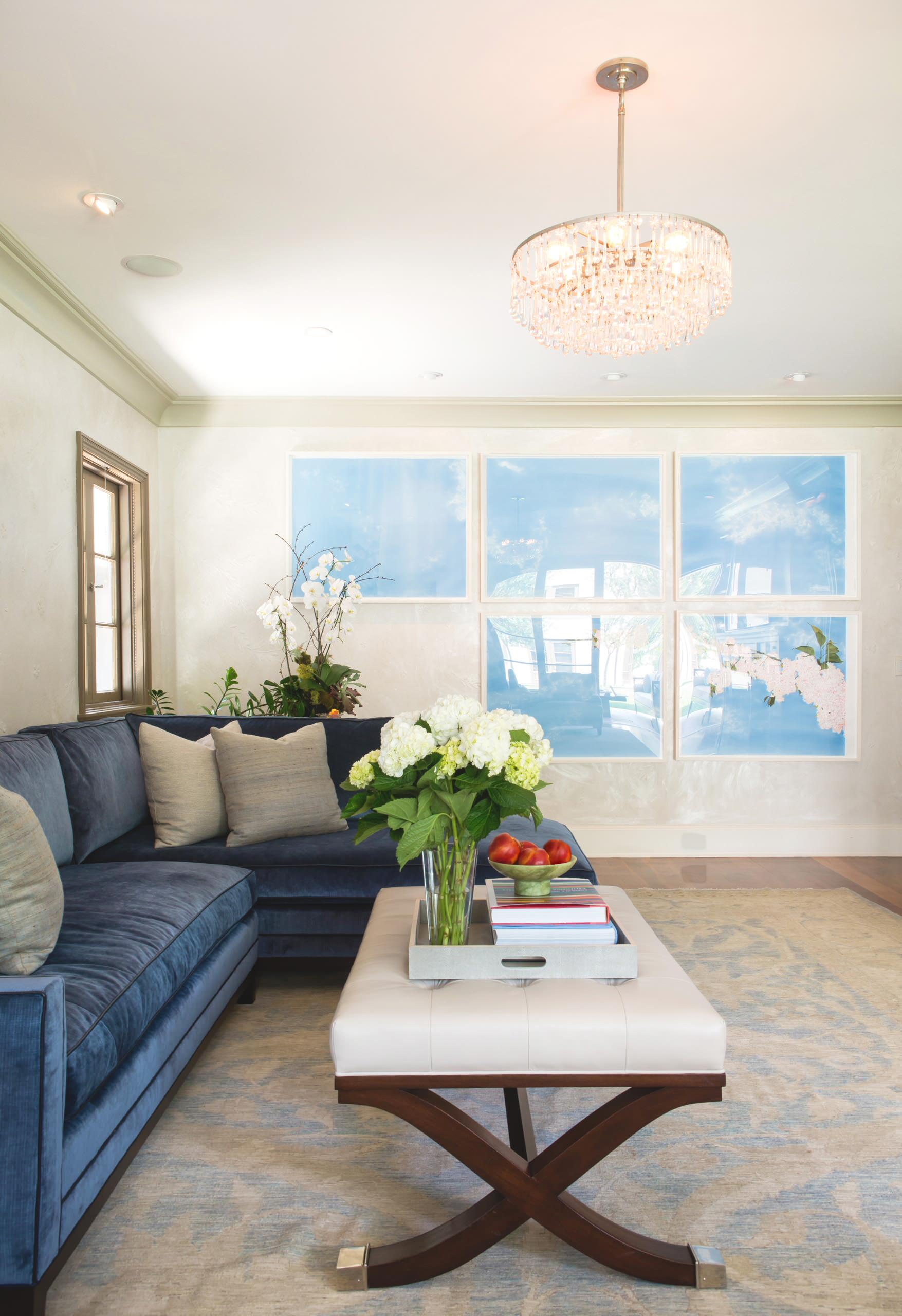 Royal Blue And Cream Living Room | Baci Living Room