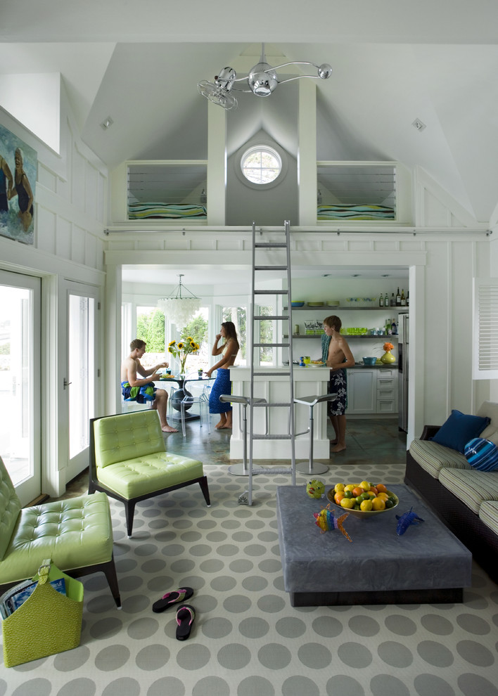 Inspiration for a coastal living room remodel in Boston
