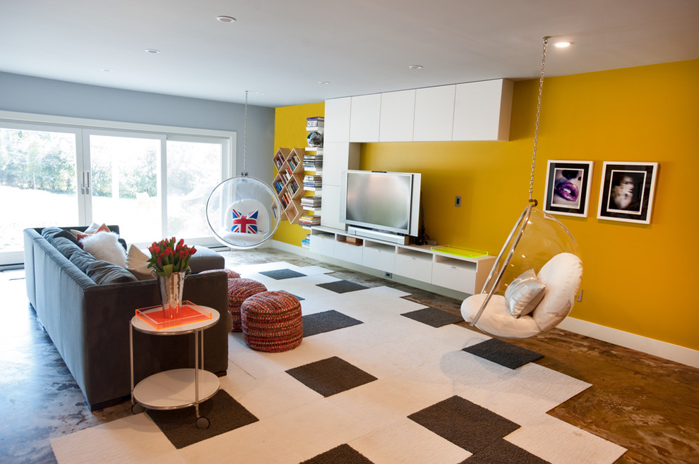 Living room - contemporary living room idea in Charlotte