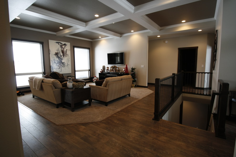 Example of a mid-sized transitional open concept living room design in Other