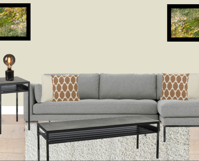 Cette image montre un salon nordique de taille moyenne et ouvert avec un mur beige et un téléviseur indépendant.