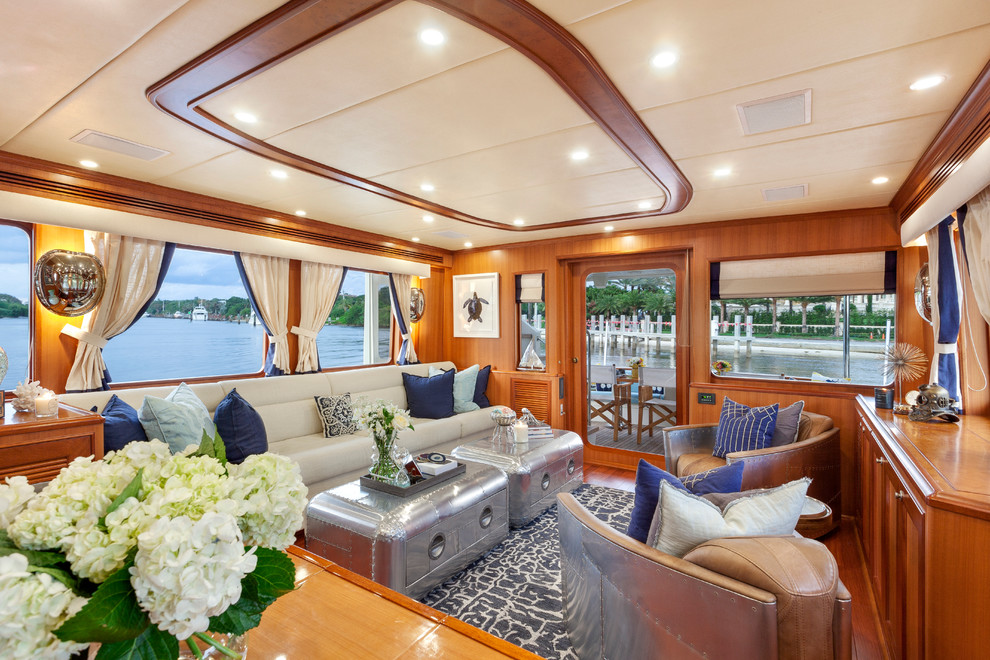 Living room - coastal living room idea in Miami
